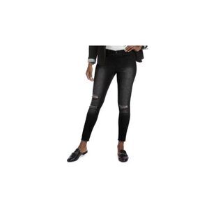 Hue Skimmer Ripped Knee Denim Leggings Black ( XS )